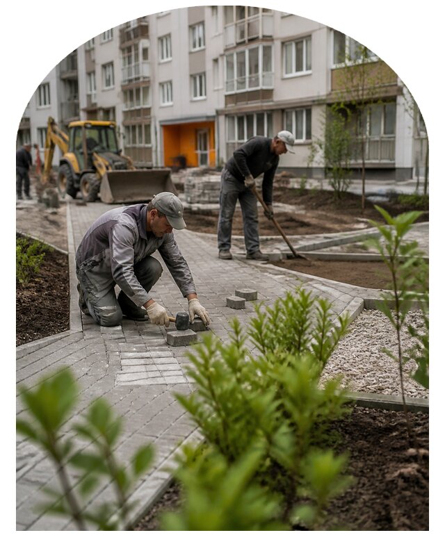 Благоустройство двора многоквартирного дома в Пушкине